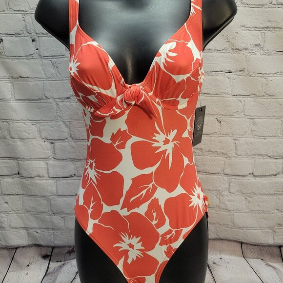 Vince Camuto Women's Printed Tie-Front Underwire One-Piece Swimsuit - Picture 1 of 8